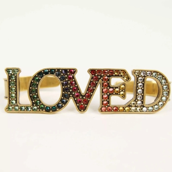 GUCCI Crystal Palm Cuff "Loved" New - Picture 4 of 6